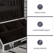 Valise avec bords en aluminium 455 x 330 x 152mm noir (1819-N)