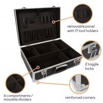 Valise avec bords en aluminium 455 x 330 x 152mm noir (1819-N)