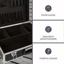 Valise avec bords en aluminium 455 x 330 x 152mm noir (1819-N)