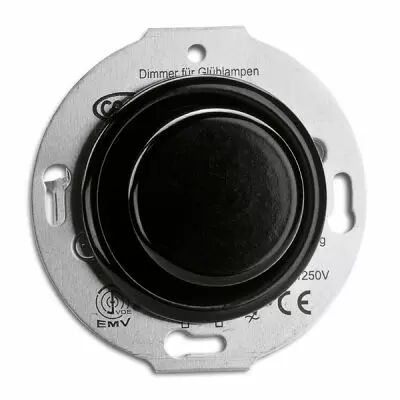 Variateur pour lampes halog�nes avec transfo magn�tique 20-500W bakelite noire pour cache en verre (100658)