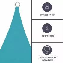VOILE SOLAIRE - CARR&Eacute; 3.6 x 3.6 m, COULEUR : BLEU CIEL