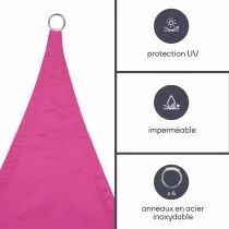 VOILE SOLAIRE - CARR&Eacute; 3.6 x 3.6 m, couleur: fuchsia