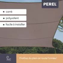 VOILE SOLAIRE - CARR&Eacute; 3.6 x 3.6 m, couleur: gris taupe