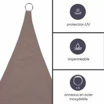 VOILE SOLAIRE - CARR&Eacute; 3.6 x 3.6 m, couleur: gris taupe