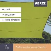 VOILE SOLAIRE - CARR&Eacute; 3.6 x 3.6 m, couleur: vert lime