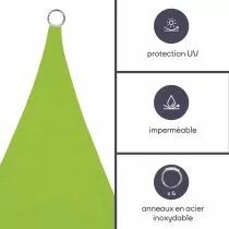VOILE SOLAIRE - CARR&Eacute; 3.6 x 3.6 m, couleur: vert lime