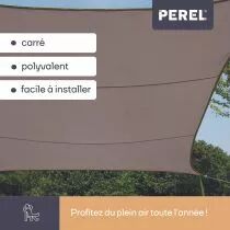 VOILE SOLAIRE - CARR&Eacute; 5 x 5 m, couleur: gris taupe