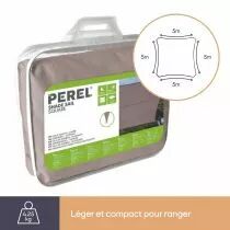 VOILE SOLAIRE - CARR&Eacute; 5 x 5 m, couleur: gris taupe