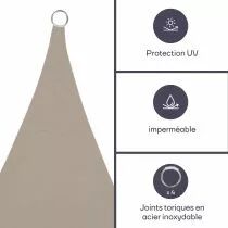 VOILE SOLAIRE - RECTANGULAIRE - 4 x 3 m - COULEUR : CR&Egrave;ME (GSS4430CR)