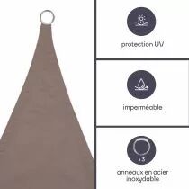 VOILE SOLAIRE - TRIANGLE 5 x 5 x 5 m, couleur: gris taupe