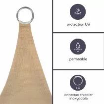 Voile solaire perm&eacute;able - triangle 3.6 x 3.6 x 3.6m, couleur: beige (GSS3360PE)