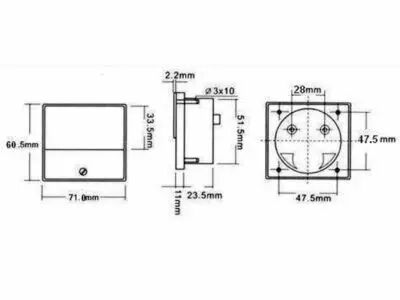 Voltmetre analogique de tableau 15v cc / 70 x 60mm (AVM7015)