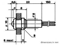 Voyant led bleu 12v - boitier noir (12VBB)