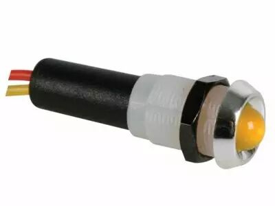 Voyant led jaune 12v - boitier chrome (12VCY)