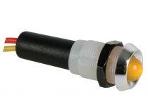 Voyant led jaune 12v - boitier chrome (12VCY)