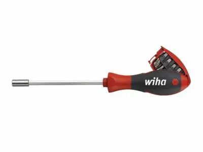 Wiha Tournevis Porte-Embout Avec Magasin D\'Embouts Fente, Phillips Avec 8 Embouts, 1/4\  (32903) (WH32903)