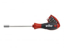 Wiha Tournevis Porte-Embout Avec Magasin D\'Embouts Fente, Phillips Avec 8 Embouts, 1/4\  (32903) (WH32903)